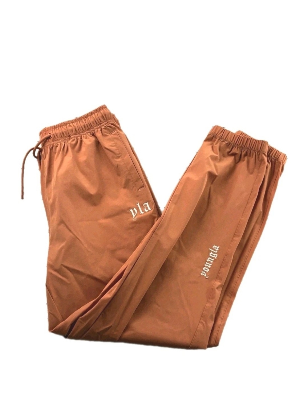 Young LA Athletic Track Pants Mens Medium Windbreaker Orange Joggers Drawstring